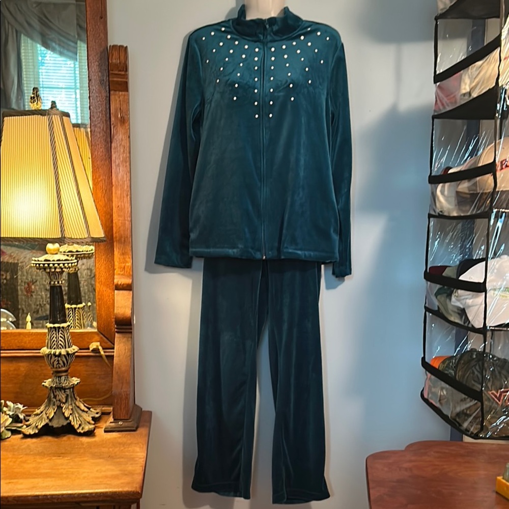 Rebecca Malone Teal Velour Women's Track Jogger Set